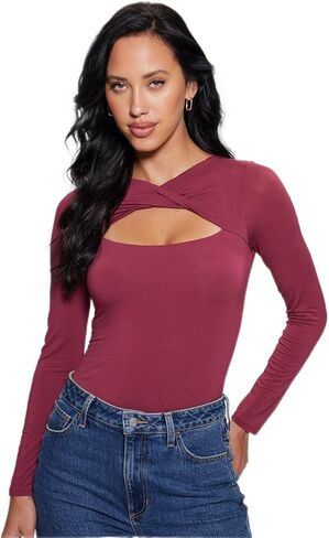 GUESS Women's Long Sleeve Twisted Yoke MENA Top in Saudi Arabia