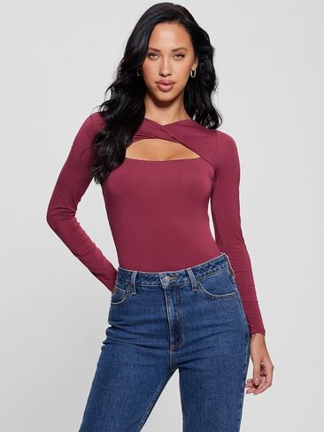 GUESS Women's Long Sleeve Twisted Yoke MENA Top in Saudi Arabia