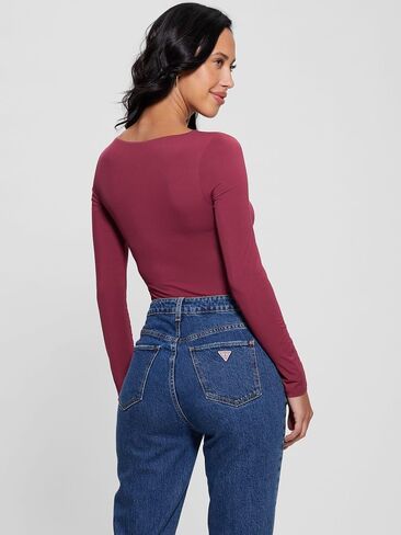 GUESS Women's Long Sleeve Twisted Yoke MENA Top in Saudi Arabia