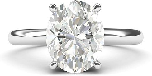 THELANDA 10k White Gold 8x10mm Simulated Oval-Cut Diamond Engagement Ring Domed Band Promise Bridal Ring in Saudi Arabia