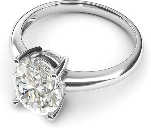 THELANDA 10k White Gold 8x10mm Simulated Oval-Cut Diamond Engagement Ring Domed Band Promise Bridal Ring in Saudi Arabia