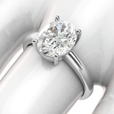 THELANDA 10k White Gold 8x10mm Simulated Oval-Cut Diamond Engagement Ring Domed Band Promise Bridal Ring in Saudi Arabia