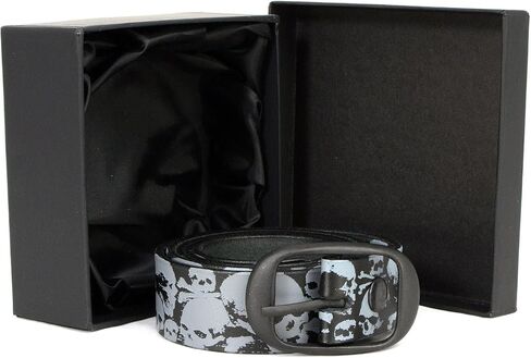 Milwaukee Leather MP7106 Men's Grey Skull Heads Black Genuine Leather Biker Belt with Interchangeable Buckle in Saudi Arabia