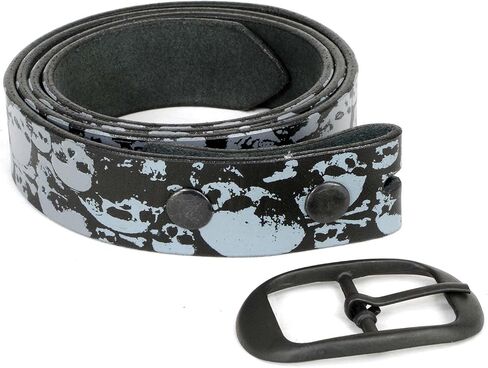 Milwaukee Leather MP7106 Men's Grey Skull Heads Black Genuine Leather Biker Belt with Interchangeable Buckle in Saudi Arabia