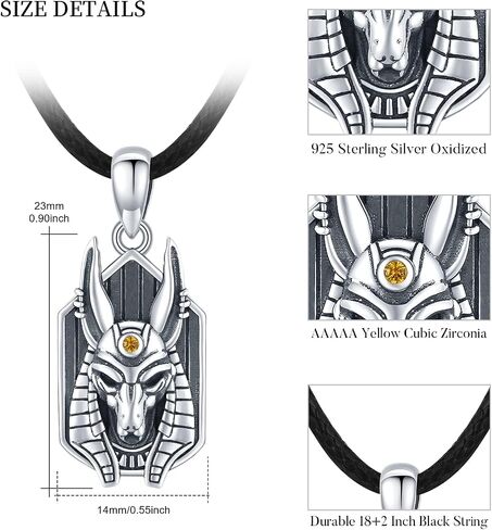 MEDWISE Egyptian Anubis Necklace 925 Oxidized Silver Anubis God of Underworld Necklace in Saudi Arabia