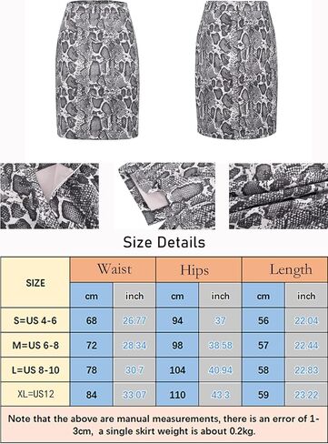 Women's Faux Suede Snake Print Zipper High Waist Back Split Bodycon Midi Knee Length Skirt in Saudi Arabia