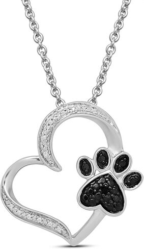 Jewelili Womens Heart with Dog Paw in Sterling Silver Necklace 18 inch Cable Chain in Saudi Arabia