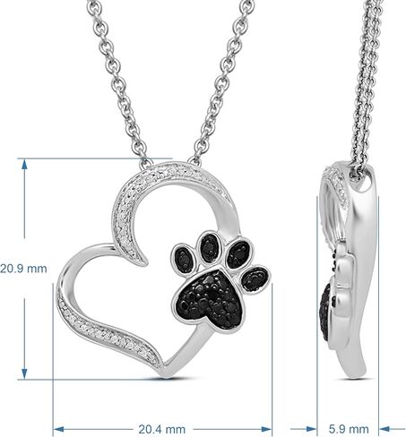 Jewelili Womens Heart with Dog Paw in Sterling Silver Necklace 18 inch Cable Chain in Saudi Arabia