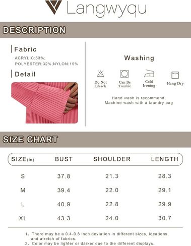 كنزة نسائية من Langwyqu ذات ياقة مدورة كبيرة الحجم وأكمام طويلة ومتماسكة ومضلعة غير متماثلة وسترة تونيك in Kuwait