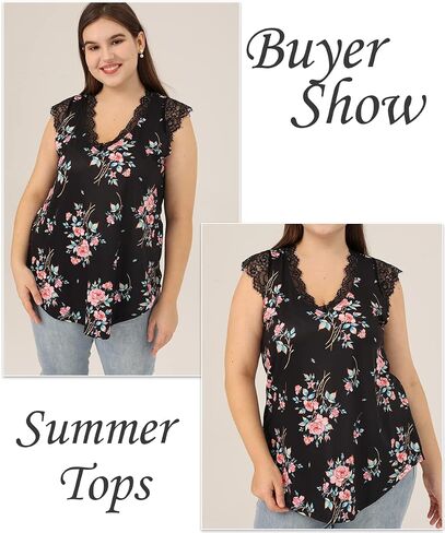 TIYOMI Plus Size Tank Tops for Women Sexy Notch V Neck Sleeveless Tunic Cami Button Flowy Shirts Summer Basic Tank XL-5XL in Kuwait