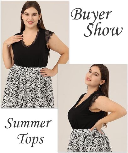 TIYOMI Plus Size Tank Tops for Women Sexy Notch V Neck Sleeveless Tunic Cami Button Flowy Shirts Summer Basic Tank XL-5XL in Kuwait