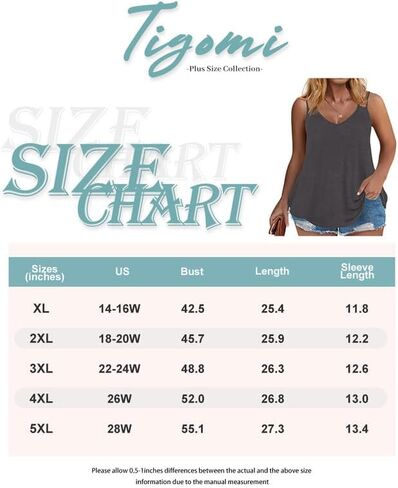 TIYOMI Plus Size Tank Tops for Women Sexy Notch V Neck Sleeveless Tunic Cami Button Flowy Shirts Summer Basic Tank XL-5XL in Kuwait