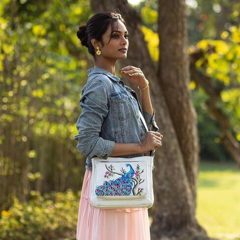 Anna by Anuschka Medium Crossbody, Peacock Bliss, Peacock Bliss, One size in Saudi Arabia