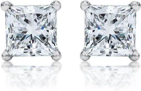 1/3 Carat Solitaire Diamond Stud Earrings Princess Cut 4 Prong Push Back (G-H Color, VS2-SI1 Clarity) in Saudi Arabia