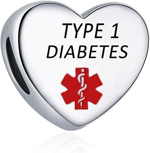 GMXLin Medical Alert ID Diabetic Heart Charm Red First Aid Laser Engraved Health Alert Emergency Bead for Women Pandora Bracelets in Saudi Arabia