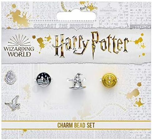 هاري بوتر مجموعة خرز فواصل رسمية مكونة من 3 قطع - قلعة هوجورتس وقبعة فرز وتقليب الوقت، مقاس واحد، معدن غير ثمين، حجر الراين, معدن, حجر الراين in Kuwait