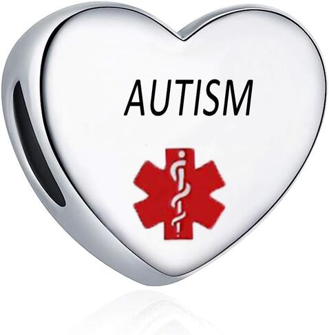 GMXLin Medical Alert ID Diabetic Heart Charm Red First Aid Laser Engraved Health Alert Emergency Bead for Women Pandora Bracelets in Saudi Arabia