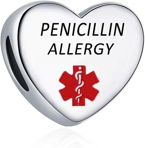 GMXLin Medical Alert ID Diabetic Heart Charm Red First Aid Laser Engraved Health Alert Emergency Bead for Women Pandora Bracelets in Saudi Arabia