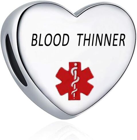 GMXLin Medical Alert ID Diabetic Heart Charm Red First Aid Laser Engraved Health Alert Emergency Bead for Women Pandora Bracelets in Saudi Arabia