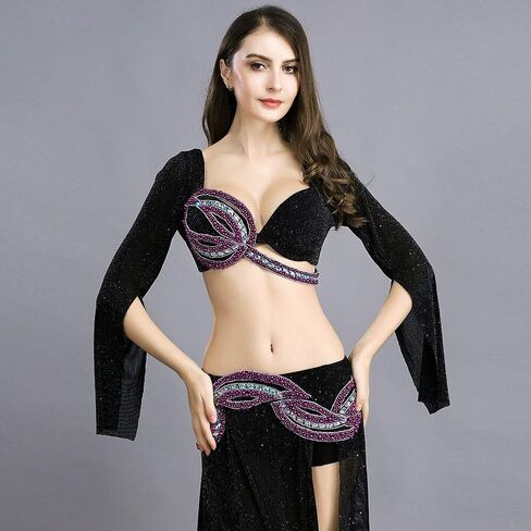 ROYAL SMEELA Belly Dance Costume for Women Belly Dance Skirt Slit Sexy Belly Dance Bra Top Long Sleeve Carnival Outfits in Saudi Arabia