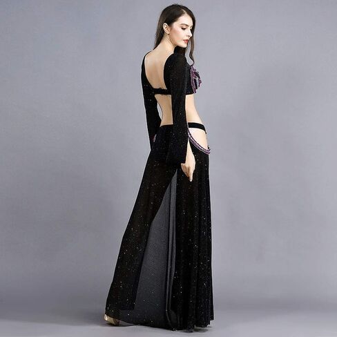 ROYAL SMEELA Belly Dance Costume for Women Belly Dance Skirt Slit Sexy Belly Dance Bra Top Long Sleeve Carnival Outfits in Saudi Arabia