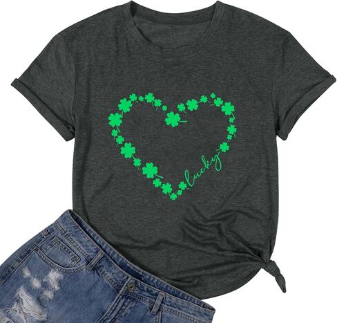 St. Patrick's Day Shirt Women Four-Leaf Clover Tee Shirt Vintage Saint Patrick Day Gift T-Shirt in Saudi Arabia