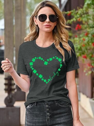 St. Patrick's Day Shirt Women Four-Leaf Clover Tee Shirt Vintage Saint Patrick Day Gift T-Shirt in Saudi Arabia