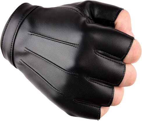 قفازات القيادة للرجال والنساء والمراهقين من جلد البولي يوريثان بدون أصابع، قفاز أسود نصف إصبع للرياضة في الهواء الطلق in Kuwait