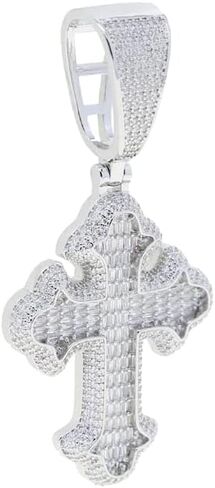 Hip Hop Vintage Cross Pendant Necklace Iced Out Shiny Square White Cubic Zircon Jewelry in Saudi Arabia