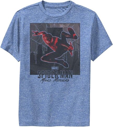 Marvel Spider-Man: Miles Shattered Morales Boys Short Sleeve Tee Shirt, Royal Blue Heather, Medium in Saudi Arabia