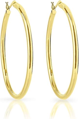 DTPsilver 925 Sterling Silver, 24K Yellow or 18K Rose Gold Plated SMALL/MEDIUM/LARGE Creole/Hoops Earrings - Secure Clasp - Thickness 3 mm - Outer Diameter: 20, 30, 40, 50, 60 mm in Saudi Arabia