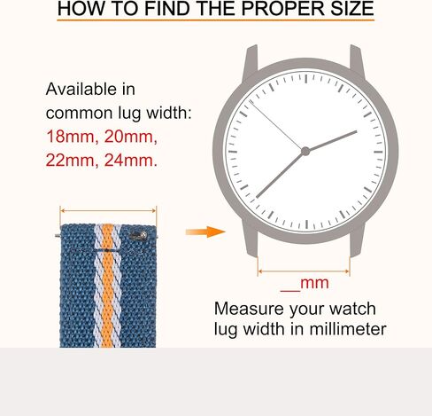 HARFINGTON Multi-sizes Nylon Watch Band Premium Nylon Strap for Men, Soft and Comfortable Replacement Canvas Watchband in Kuwait