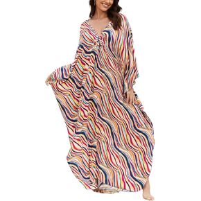 MEILING Women's Print Kaftan Nightgown Long Caftans Beach Maxi Dress Bikini Swimsuit Bathing Suit Cover Up Swimwear