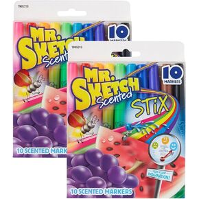 Mr. Sketch Scented Stix Watercolor Markers, Assorted Colors 2 Packs of 10