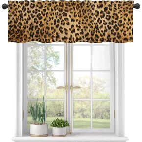 Curtain Valances, Cute Highland Cow Semi Sheer Kitchen Windows Valances, Rod Pocket Short Window Treatment Light Filtering Decor Valances for Kitchen Living Room Bedroom Windows - 54"x18"