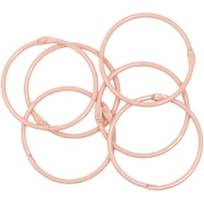Craftelier - مجموعة من 6 حلقات ربط معدنية لسجلات القصاصات وصناعة البطاقات والمشروعات اليدوية الأخرى | حلقات لألبومات الصور أو دفاتر الملاحظات أو اليوميات | الحجم Ø 60 ملم - اللون وردي فاتح