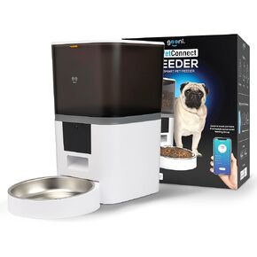 Geeni 6L Smart Pet Feeder - Automatic Cat and Dog Food Dispenser, WiFi Control, Voice Recorder, Battery Backup, Large Capacity, Portion Control - White