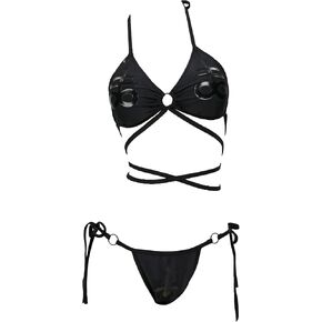 MEOWCOS Women's Bikini Set Gothic Two Piece Swimsuit Satan Devil Swimwear Bathing Suit