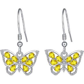 TRENSYGO S925 Sterling Silver Butterfly Birthstone Pendant Necklace for Women with Premium Cubic Zirconia Jewelry for Mother's Day Valentine Birthday Gifts