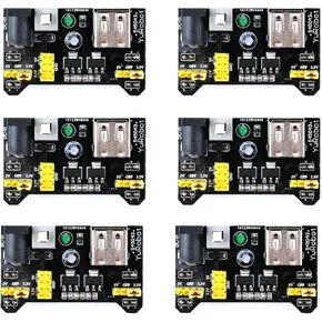6Pcs 5V 3.3V Power Supply Module MB102 Breadboard Power Module DC 6.5-12V USB Power Supply Module