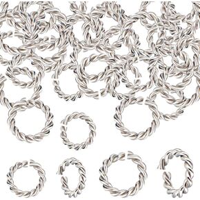 Beebeecraft 1 Box 300Pcs 2 Size Twisted Jump Rings Stainless Steel Open Single Loop Small Circle Frames Key Chain Links Connector Rings for Bracelet Necklace Jewelry Making 6.5/8mm