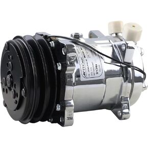 Universal A/C Compressor with Black 2PK Clutch SD 508 5H14 R134A Chrome Compressor
