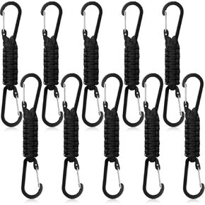 Ferraycle 10 Pcs Paracord Keychain Braided Paracord Lanyard Clips 7.1 inch for Camping Hiking Water Bottle Keys Backpack Tool