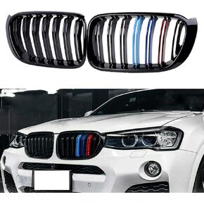 F25 F26 Grill M اللون أسود لامع، شبكة أمامية ABS باللون الأسود اللامع متوافقة مع 2014-2018 X3 F25 X4 F26، مجموعة مكونة من قطعتين شرائح مزدوجة in Kuwait