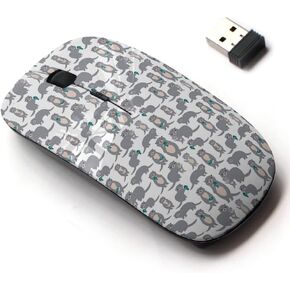 2.4G Wireless Mouse with Cute Pattern Design for All Laptops and Desktops with Nano Receiver - Pattern Kawaii Grey Otters