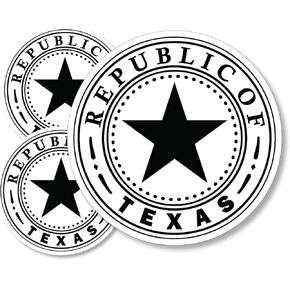 Republic State of Texas Seal Decal Bumper Sticker Bundle for Cars, Cups, Laptops, Coolers (Three Pack X3) (5x5 and 3x3 inches)