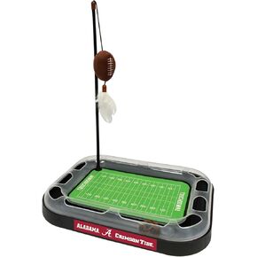 Pets First NCAA Alabama Crimson Tide Football Field CAT Scratcher Toy with Catnip Filled Plush Football Toy & Feather Cat Toy, with Jingle Bell Interactive Ball Cat Chasing 6-in-1 Kitty Toy (AL-5017)