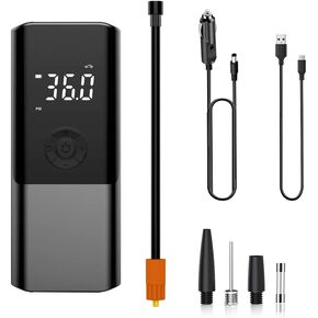 Portable Car Air Pump Compress Tire Inflator Electric mini air pump Compressor 1S Battery Operated(0.2-10.3 Bar/3-150 psi, 5 Modes, 14.8Wh Battery USB-C Charging Digital Display