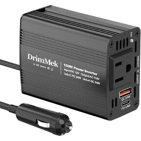 150W Car Power Inverter DC 12V to 110V AC Car Plug Adapter Outlet with Fast Charger 24W USB-C/24W USB-A, for Laptop Car Charger