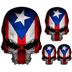 Puerto Rico Flag Skull Decal